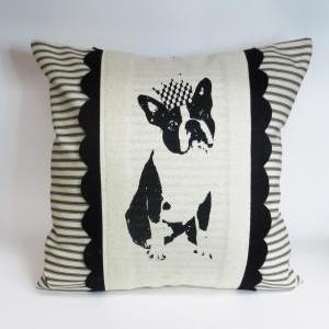 Screen Printed Boston Terrier Or Frenchie Pillow..