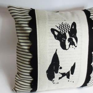 Screen Printed Boston Terrier Or Frenchie Pillow..
