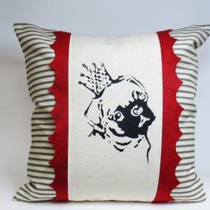 Decorative Throw Pillow Cushion Cover With Pug..