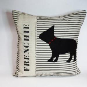 French Bulldog Frenchie Dog Silhouette Pillow..