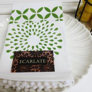Pair Of Printed Geometric Tea Towels With White..