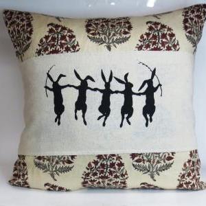 Decorative Pillow Cushion Cover With Paisley Linen..