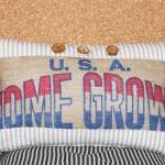 Burlap Sack Patch Kidney Pillow Cover Americana..