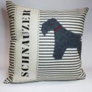 Gray Schnauzer Dog Silhouette Pillow Cushion Cover